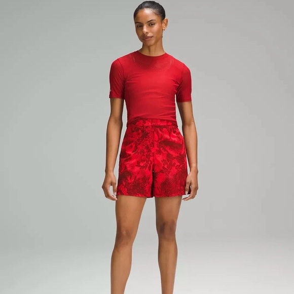 lululemon athletica Pants - Lululemon Team Canada WovenAir High-Rise Short 6" Sz 10 Spicy Dark Sport Red $88
